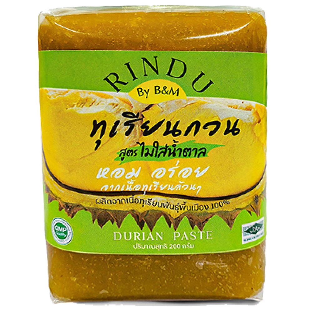 ทุเรียนกวนอัดแท่ง สูตรไม่มีน้ำตาล ขนาด 250 กรัม ตรารินดู